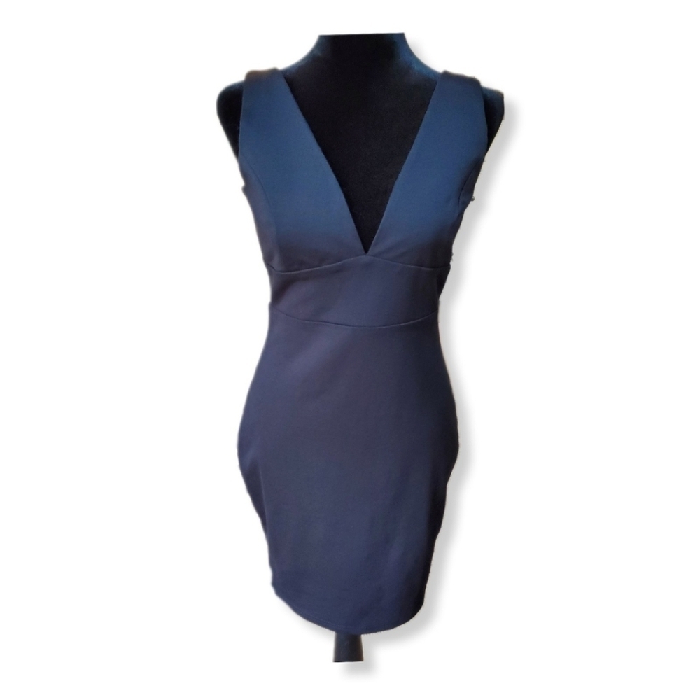 Lulus Black Bodycon V-Neck Sleeveless Dress Sz S